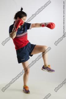 Asian Woman Box Poses Aera